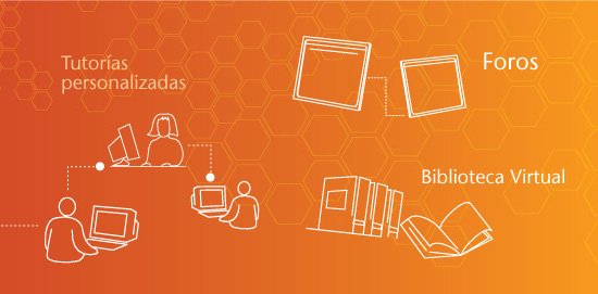 Tutorías personalizadas, Foros, Biblioteca Virtual